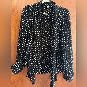Ganni Black and White Polka Dot Georgette Blouse (Size 4)